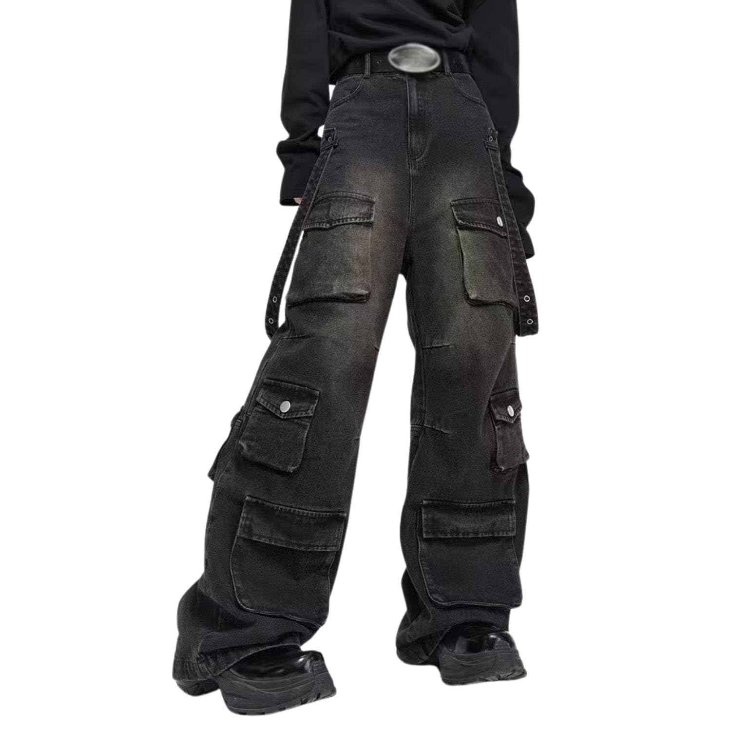 Hugboom Baggy Cargo Pants for Men Women Wide Leg