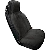 Eurow Genuine Australian Sheepskin Sideless Seat Cover, Ultra-Dense Real Sheepskin for Year-Round Comfort, Padded, Slip-Resistant Backing, Airbag Compatible, Easy Install, Universal Fit, Gray