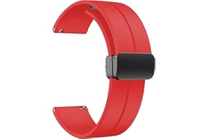 LYSMVIVI Magnetic Watch Band 16mm 18mm 19mm 20mm 22mm - Quick Release - Skin-Friendly Soft Silicone Sport Watch Band for Men Women, Magnetic Folding Clasp Silicone Strap