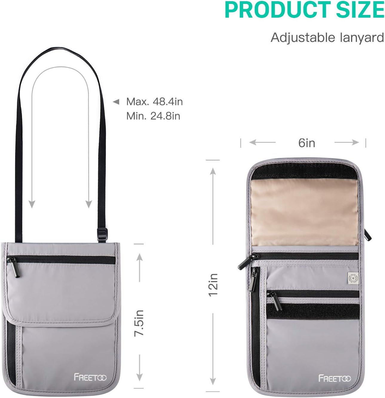 FREETOO Travel Neck Wallet Neck Pouch with RFID Blocking, Passport Holder Family Anti-Theft Hidden Passport Wallet for Men Women to Keep Your Passport Document and Credit Card Safe: Sports & Outdoors