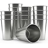QWORK 12oz Stainless Steel Cups, 16 Pack 350ml Metal Tumblers – Stackable Shatterproof Design for Home, Camping & Parties
