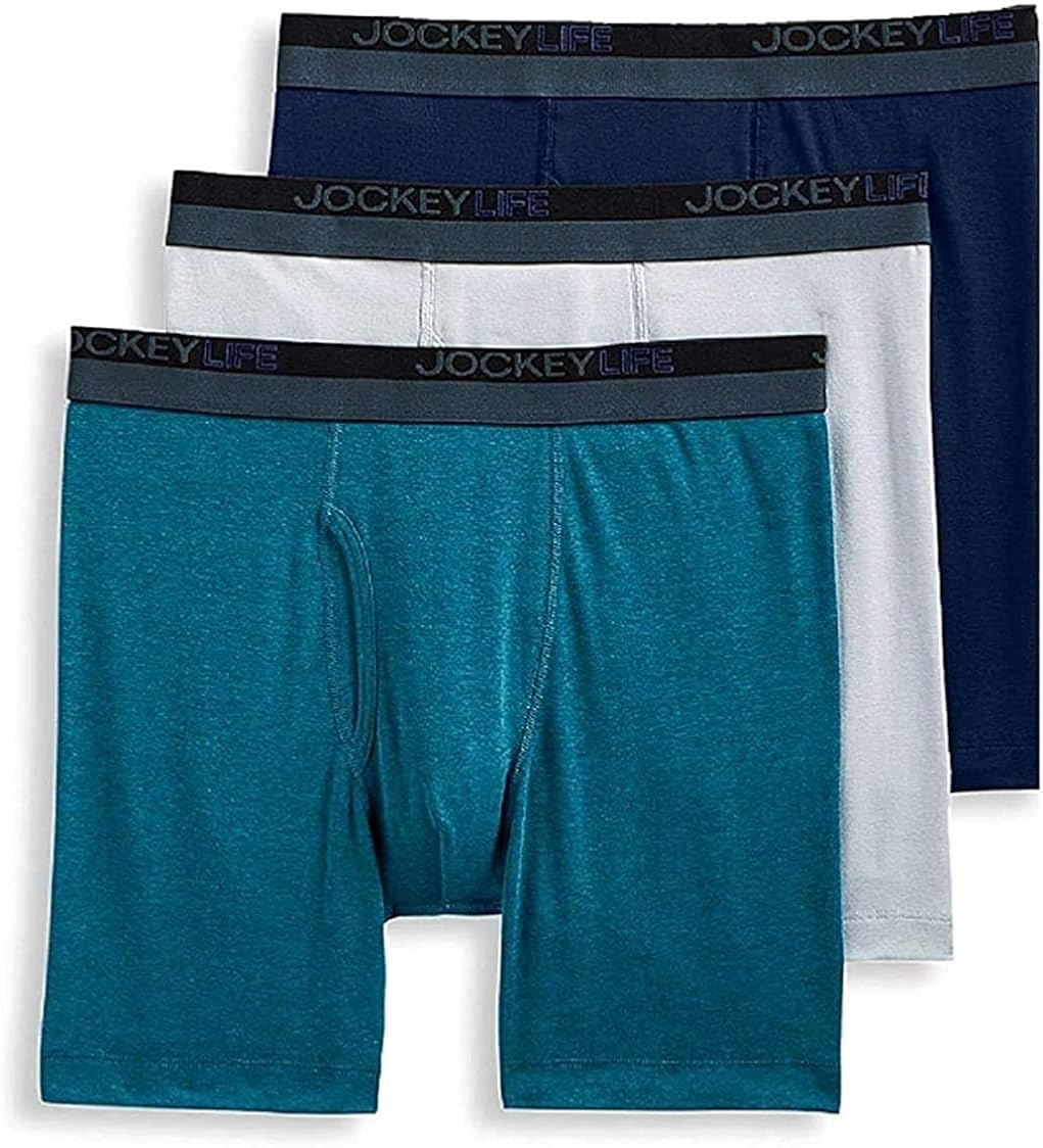 Jockey Life Men's 3Pack 24/7 Comfort Cotton Blend LongLeg Boxer