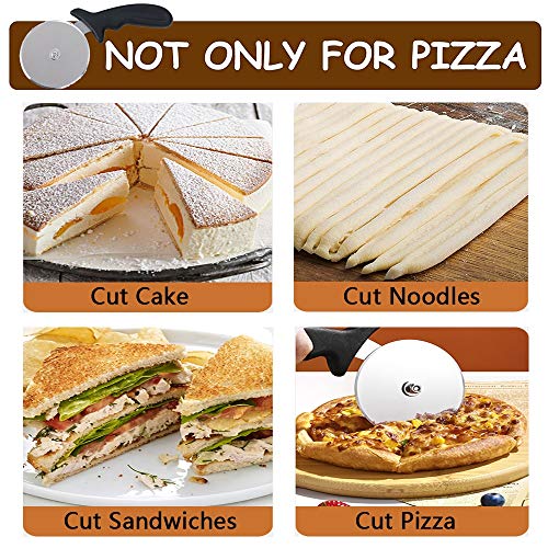 Pizza Cutter 2 Pack, Stainless Steel Pizza Cutter Wheel with 4 Inch Large Wheel, Sharp Pizza Slicer with Non Slip Handle Ideal for Pizza Lovers