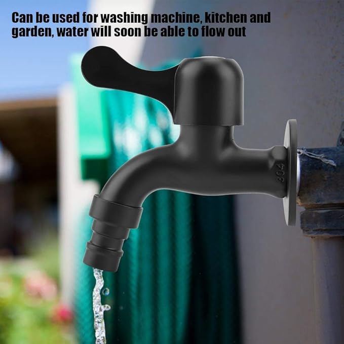 Mop Pool Faucet Edelstahl Wasserhahn Wandhalterung Garten Waschbar Mop Pool Waschmaschine Wasserhahn Schwarz Kuchen Badinstallationen Kucheninstallation