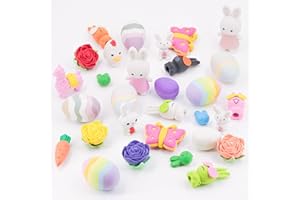 CLOCK KING 30Pcs Cute 3D Easter Erasers, 24 Styles Including Bunnies, Easter Eggs, Flowers, and More. Perfect as Easter Egg S