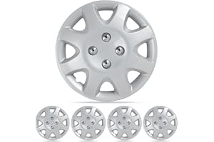 BDK 4-Pack 14" Snap-On Hubcaps Wheel Covers, Universal Fit for OEM Factory Replacement Wheels and Rims, Exterior Car Accessories Impact Resistant Automotive Rim Protectors - Multi-Spoke (Set of 4)