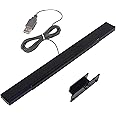 Aokin USB Sensor Bar for Wii, Replacement USB Wired Infrared Ray Sensor Bar for Nintendo Wii, Wii U, and PC, Includes Stand, Black