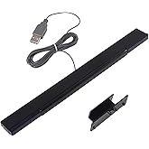 Aokin USB Sensor Bar for Wii, Replacement USB Wired Infrared Ray Sensor Bar for Nintendo Wii, Wii U, Includes Stand, Black