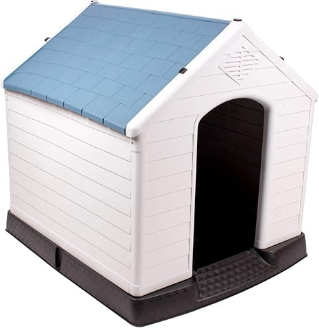 442 Trade Pet Waterproof Plastic Dog Kennel With Air Vents And Elevated Floor For Indoor Outdoor Use Pet Dog House Winter House Xlarge 38 Inc Blue
