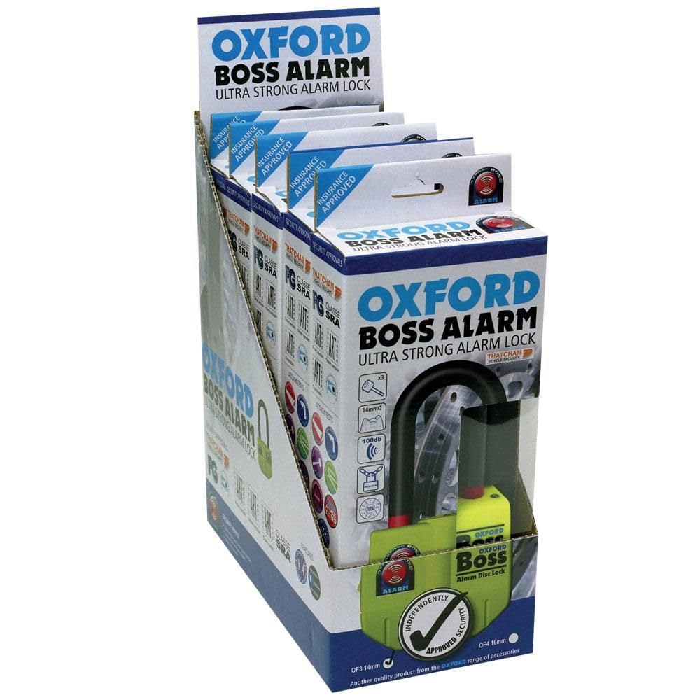 OXFORD BOSS ALARM DISC Ultra Strong Disc Lock, 14mm, Yellow