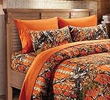 20 Lakes Super Soft Microfiber 3 Piece Camo Bed Sheets and Pillowcases (Orange, Full)