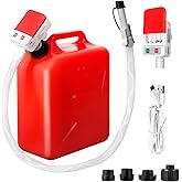 FEEDRON Automatic Fuel Transfer Pump with Auto-Stop, 51'' Extra Long Hose, 3.2 Gallon per Min, Battery or USB Powered, 4 Can Adapters, Fast and Safe Portable Gas Can Pump for Oil, Diesel,Gasoline.