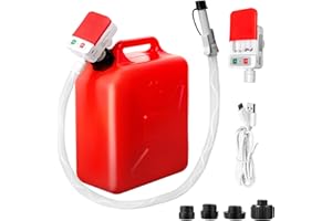 FEEDRON Automatic Fuel Transfer Pump with Auto-Stop, 51'' Extra Long Hose, 3.2 Gallon per Min, Battery or USB Powered, 4 Can Adapters, Fast and Safe Portable Gas Can Pump for Oil, Diesel,Gasoline.