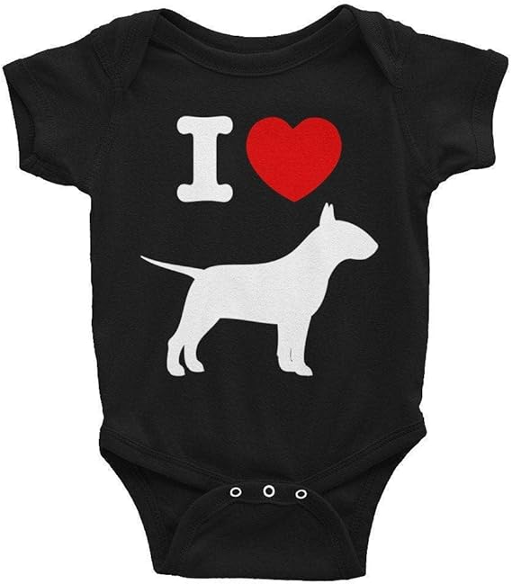 Toll2452 Baby Bodysuit,Bull Terrier Dog Baby Clothes, I Love Bull