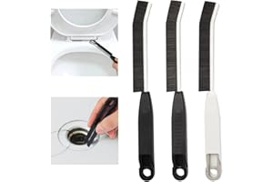 LCWYORH Crevice Cleaning Brush, Hard Bristle Cleaning Supplies, Grout Brush, Bathroom Gap Brush, Cleaning Brush Tools, Toilet Brushes Household Cleaning Brushes for Bathtub, Sink, Window（3PCS DarkBlack White）