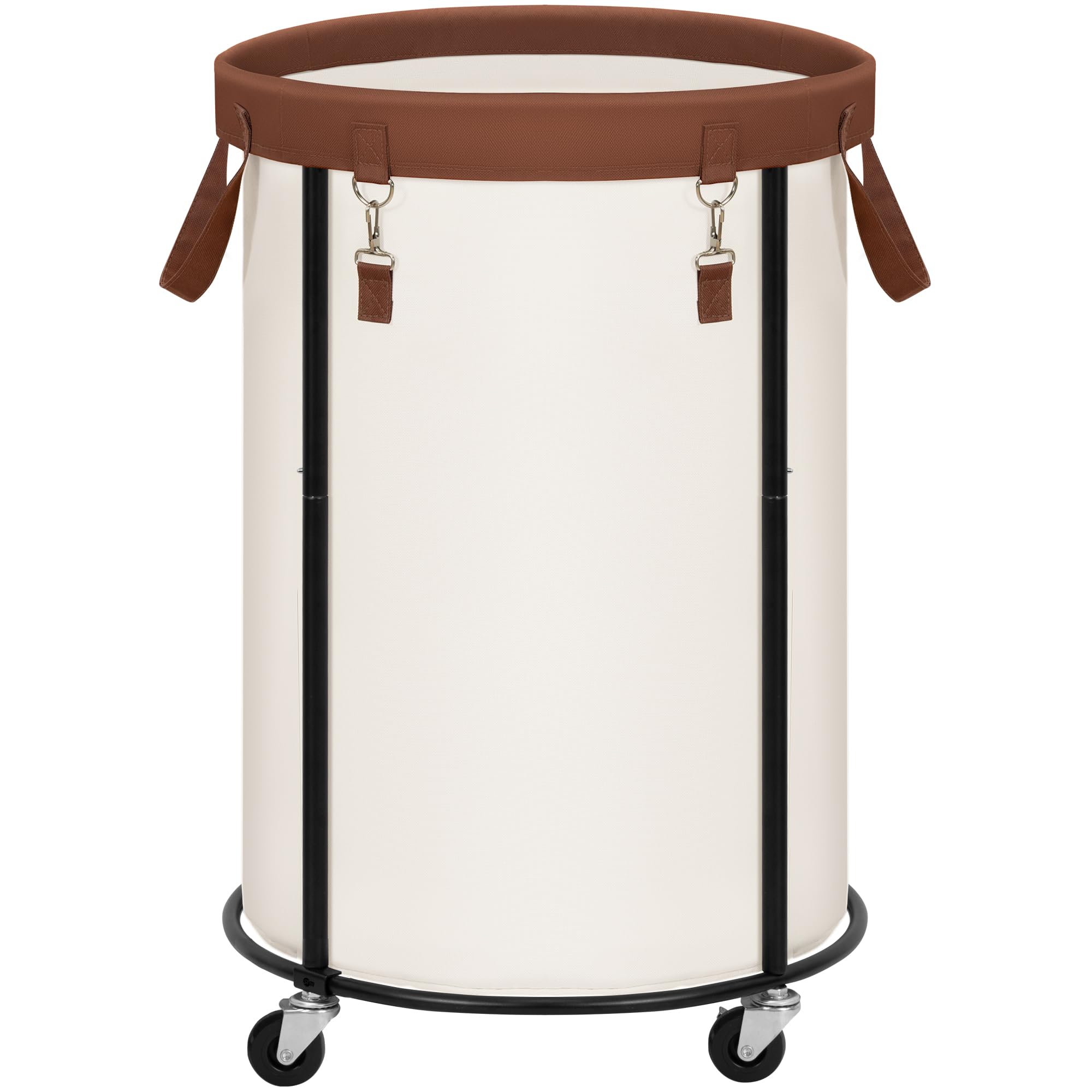 Photo 1 of STORAGE MANIAC Rolling Laundry Hamper with Wheels 110L Laundry Basket, Round Laundry Cart with Metal Frame and Removable Bag, Clothes Hamper for Bedroom, Bathroom, Dorm Room, Laundry Room, Beige