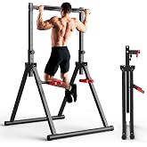SERTT Foldable Power Tower Dip Station for Pull Ups, Dips &amp; Push Ups, Upgraded Free Standing Pull Up Bar Station, Multi-function Workout Equipment for Home Gym Strength Training, Support 440LBS