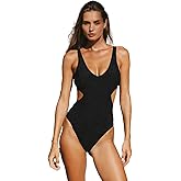 YAKISWIIM Womens Sexy One Piece Bathing Suits Tummy Control Scoop Neck Padded Swimsuit Open Back High Cut Slimming Swimwear