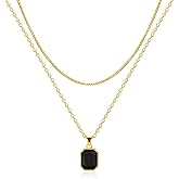 Lourny Gold Layered Crystal Necklace for Women, 18K Gold Plated Choker Emerald Green Dainty Chain Trendy Statement Necklace Jewelry for Women Gifts
