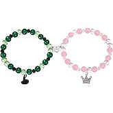 Cooluckday Matching Bracelets for Couples Best Friend Movie Inspiration Matching Crown Witch Hat Heart Charm Bracelets for Women Friendship Bracelets Gifts for Sister Long Distance Gift