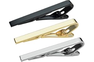 Lystaii 3pcs Tie Bar Clip, Tie Tack Pins Tie Clips 2.2 Inch for Men Fathers' Day Valentine's Day Gift