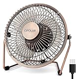 OPOLAR Desk Fan, Ultra Quite Metal Fan with Enhanced Airflow, 360° Rotating Free Adjustment Personal Cooling Office Desktop Small Fan, USB Powered Mini Fan - 6 Inch Blades, Two Speeds