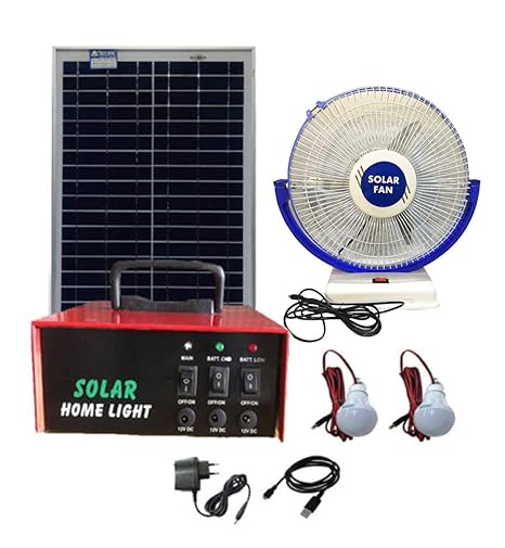 Belifal Solar Home Lighting System With 25watts Solar Panel 7ah Battery Box Dc Table Fan Dc Bulbs Back Up Upto 4 Hours