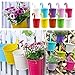 ISWEES 10 Pieces Metal Iron Hanging Flower Pot, Balcony Garden Plant Planter,Home Decor - Assorted Colors