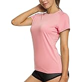 MEETYOO Womens Womens Short Sleeve Rash Guard Swim Shirt, Quick Dry Outdoor Sun Protection T-Shirt