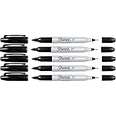 Sharpie Black Twin Tip Permanent Markers, Fine and Ultra Fine Point, 5-Count