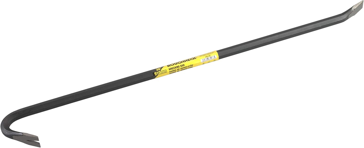 Roughneck Wrecking Bar - 36in (914mm) Drop Forged, Heat Treated & Corrosion Resistant for Demolition Tasks