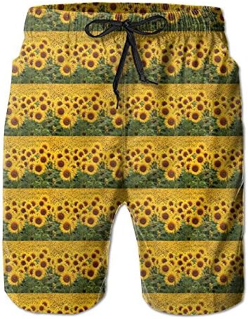 Qpkia Super Creative Sunflower Men Casual Drawstring Beach Boardshorts Pants Pocket