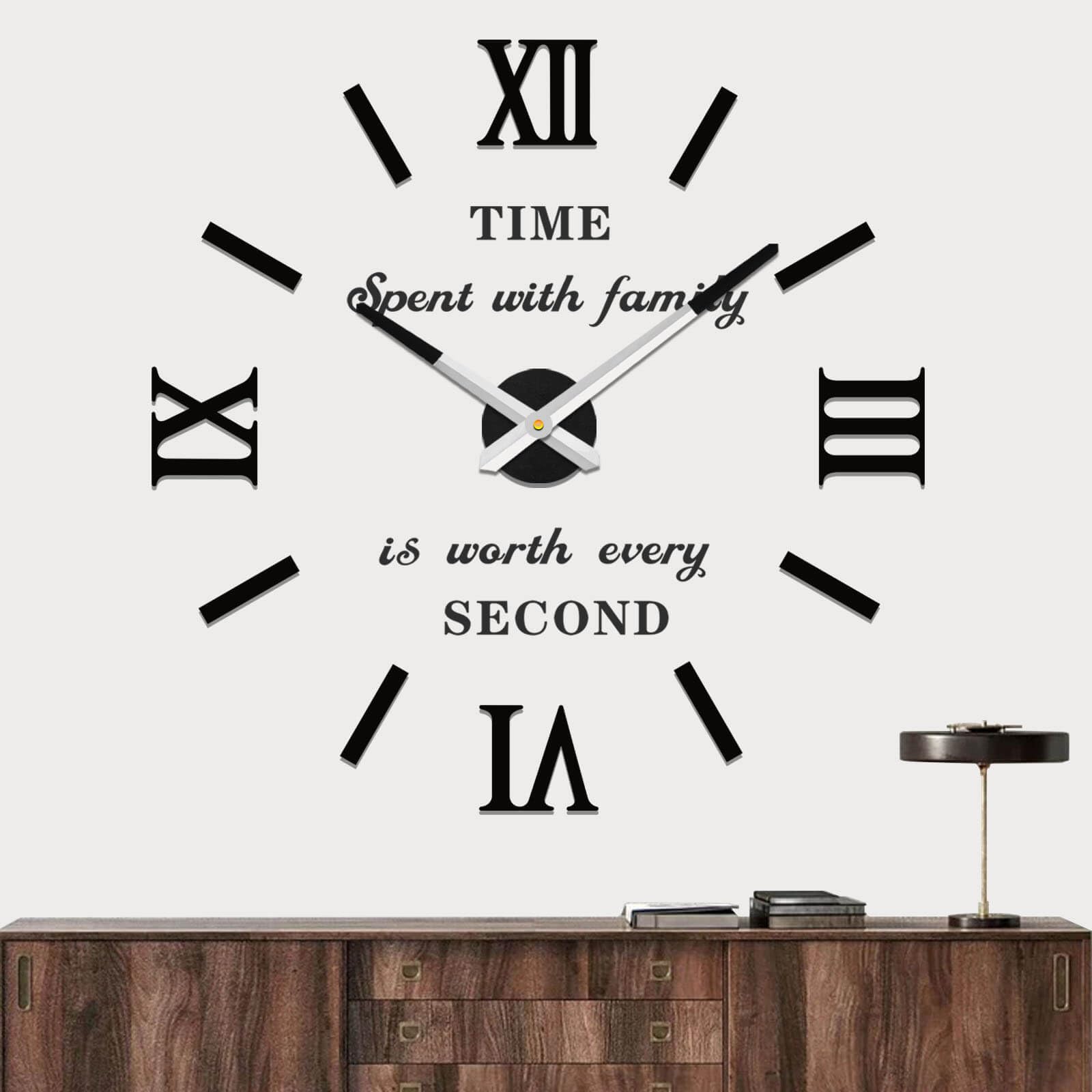 VANGOLD Modern Mute DIY Frameless Large Wall Clock 3D Mirror Sticker Metal Big Watches Home Office Decorations