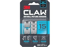 3M CLAW Drywall Picture Hangers: Drywall Picture Hanger 15 lb. with Temporary Spot Marker / 5-Pack (Silver) / 5-Pack