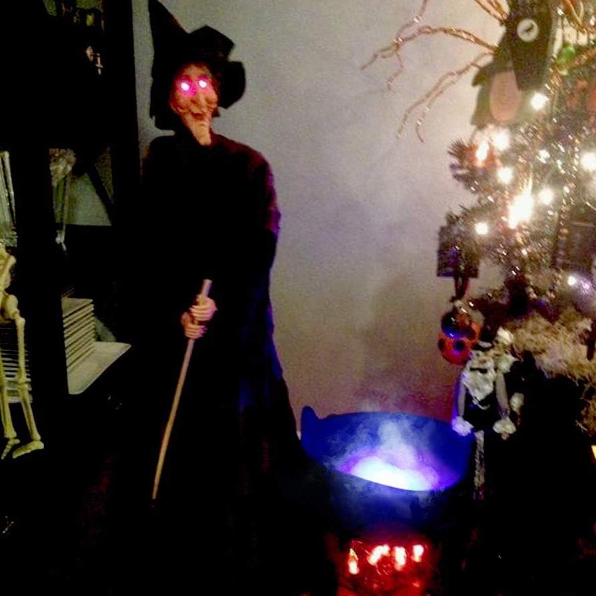 Halloween Party Mist Maker,Ultrasonic Mist Maker Fogger with Waterproof Frame 12 LED Red Yellow and Blue Light Flashes: Home & Kitchen
