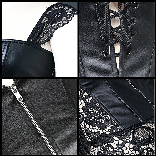 MISS-MOLY-Donna-Pelle-delle-di-Overbust-Dimagramento-Kunst-Leder-Corpetto-Corsetto-Vestito-Nero-Oversize