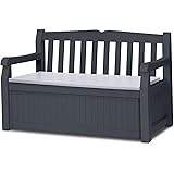 Keter Patio Bench - Banco Arcón Exterior, Capacidad 265 L, Color Topo