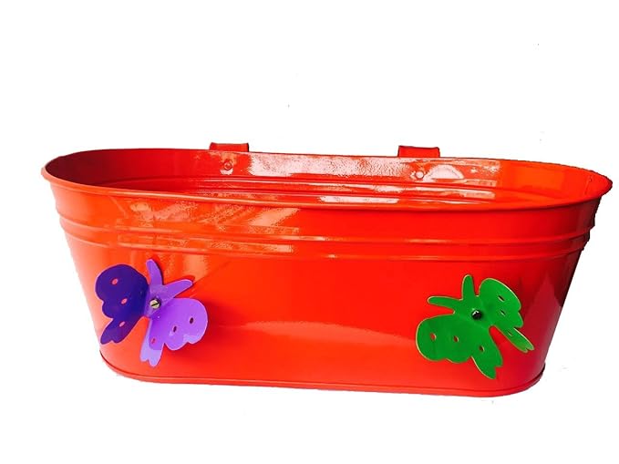 First Smart Deal Metal Railing Box Round With Butterfly - Red