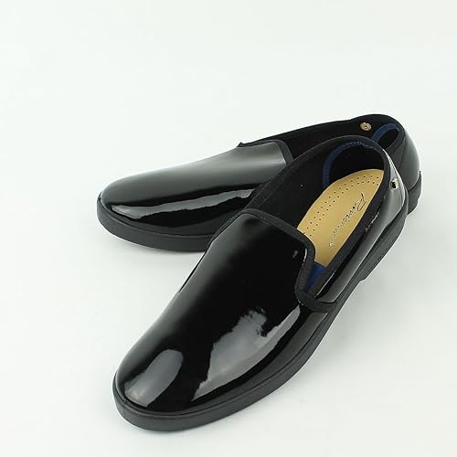 Amazon リビエラ ブラック C05 44 メンズ エナメル スリッポンシューズ 1444 Vinyl Smoking Noir Marine ブラック ローファー スリッポン