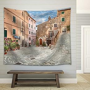 Beautiful Corner of The Old Italian Town - Fabric Wall Tapestry Home Decor - 51x60 inches