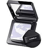 CARSLAN Waterproof Face Pressed Powder Compact, 24H Longlasting Oil Control Pressed Setting Powder Talc-Free Makeup, Shine Free, Poreless, Smooth, 03 Light Purple for dry&com skin (0.28Oz)