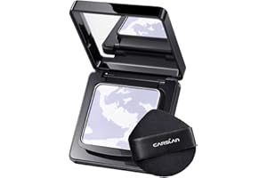 CARSLAN Waterproof Face Pressed Powder Compact, 24H Longlasting Oil Control Pressed Setting Powder Talc-Free Makeup, Shine Free, Poreless, Smooth, 03 Light Purple for dry&com skin (0.28Oz)