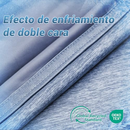 Elegear Cooling Summer Blanket, Cooling Fibres ARC-Chill 3.0 Q-MAX>0.5 Double-Sided Self-Cooling Summer Blanket for Better Sleep, Comfort, Breathable and Lightness, 200 × 220 cm, Blue