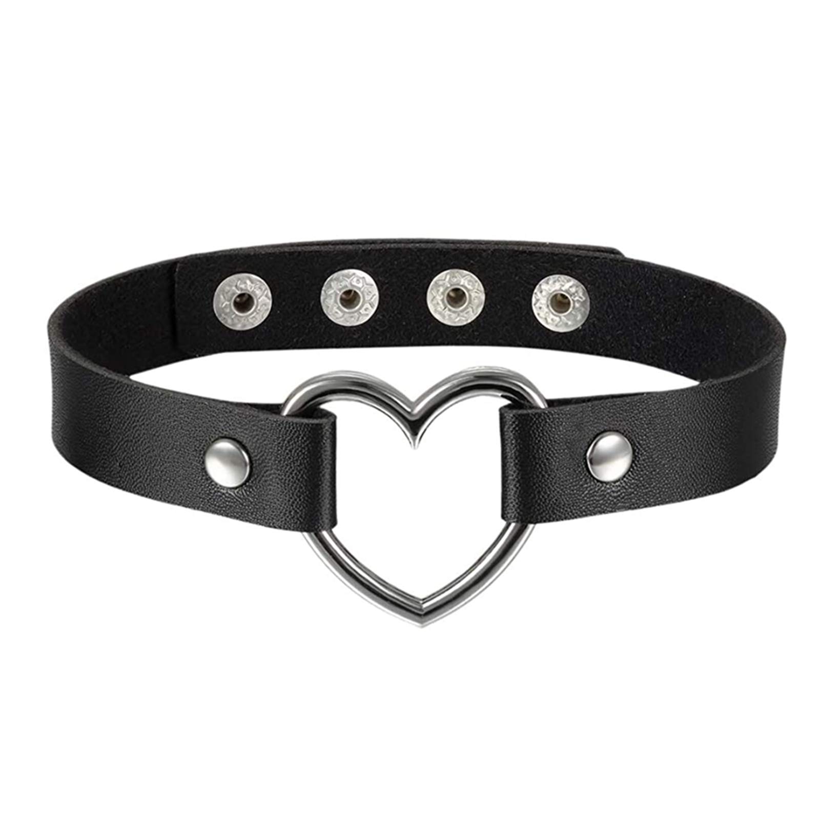 Aroncent Heart Choker Necklace for Women Adjustable Leather Choker Black Gothic Choker Collars for Women Halloween Christmas Valentine's Day Gift