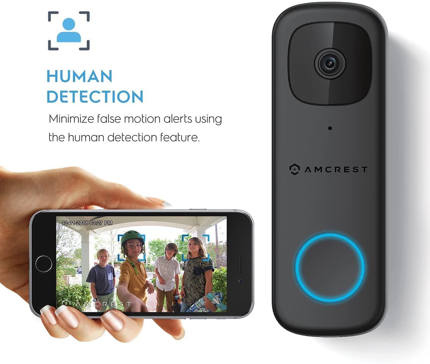 Amcrest 4MP Video Doorbell Camera Pro, Outdoor Smart Home 2.4GHz and