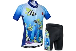 WEIMOSTAR Kids Cycling Jersey Set with 3D Padded Shorts Cartoon Bike Top