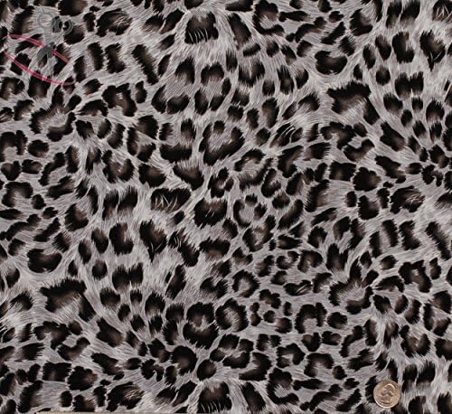 Leopard Animal Print -Gray & Black- Crepe de Chine - Hi Multi Chiffon By the Yard