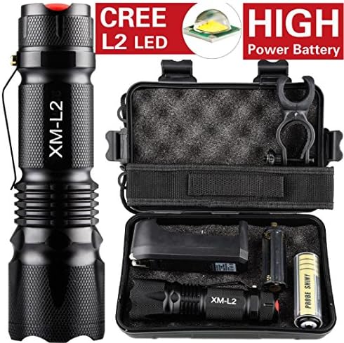 Inverlee 10000LM X800 Shadowhawk Tactical Military L2 LED Flashlight Torch Gift Kit Best for Outdoor Camping and Hiking (Black)