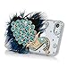 iPhone 8 Case, iPhone 7 Case (4.7 inch) - Mavis's Diary 3D Handmade Bling Luxury Peacock Fashion Feather Shiny Blue Diamond Sparkle Crystal Rhinestone Full Around Protective Clear Hard Cover