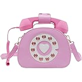 Fozehlad Novelty Telephone Shaped Shoulder Bag Funny Retro Phone Crossbody Bag Totes Chain Purse